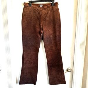 Rem Garson Women's Boot Cut 100% Suede Pants in Deep Brown NWOT Size 8